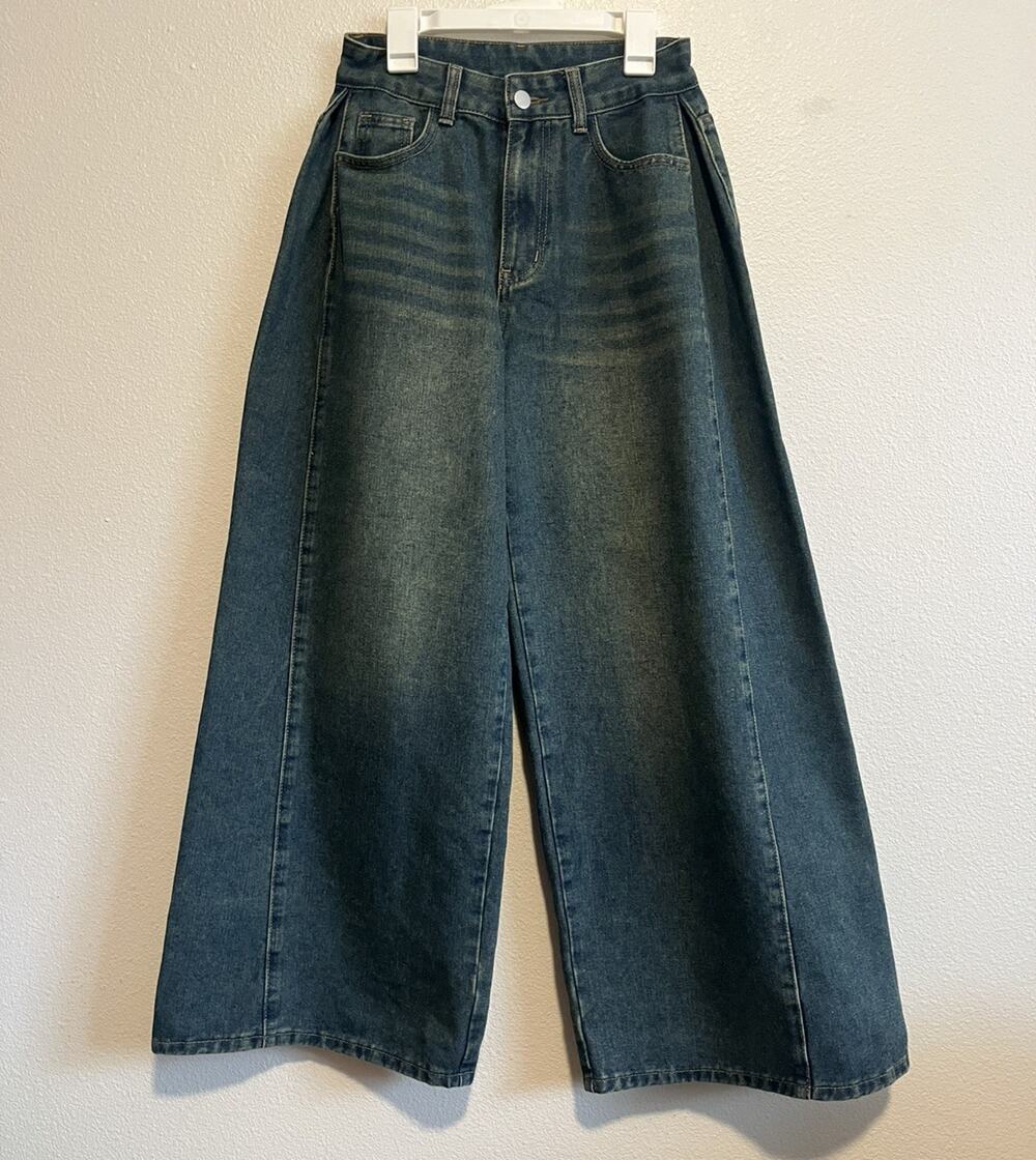 DAZY Wide Leg Jeans Womens S Blue High Rise Baggy Relaxed Denim